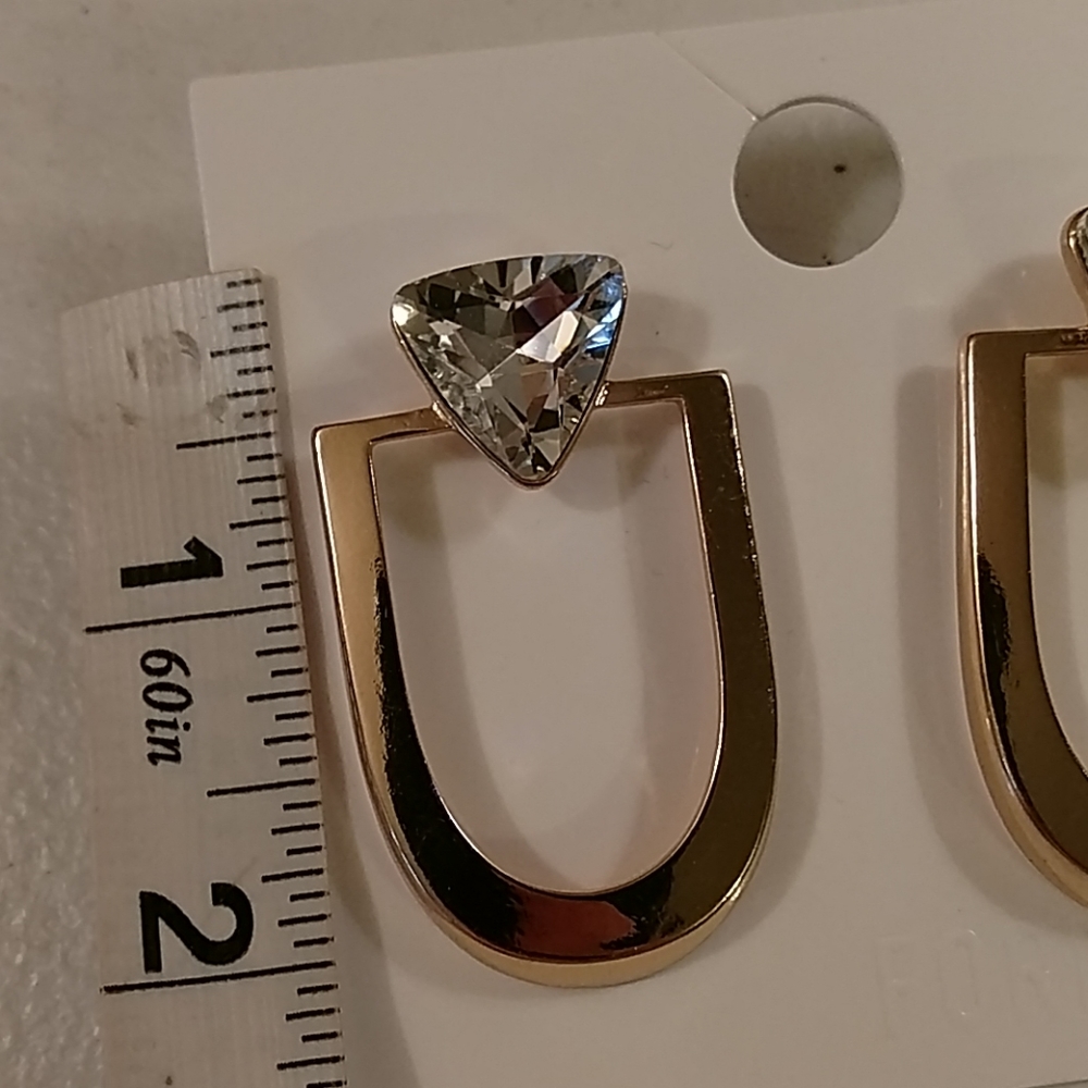 Forever 21 gold and rhinestone bling earrings - Picture 3 of 3